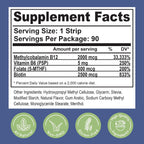 Essential Source Sublingual Strips with Vitamin B12, Biotin, B6 & Folate - 2000 mcg Methylcobalamin - 30 Strips
