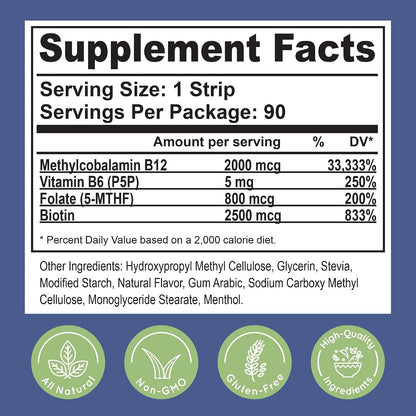 Essential Source Vitamina B12 2000 mcg Tiras – Personas mayores: Con la edad, la absorción de B12 disminuye debido – Image 7
