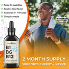 Think Above Vitaminas B1 B6 B12 Gotas Líquidas - 60 Días - Sabor Afrutado