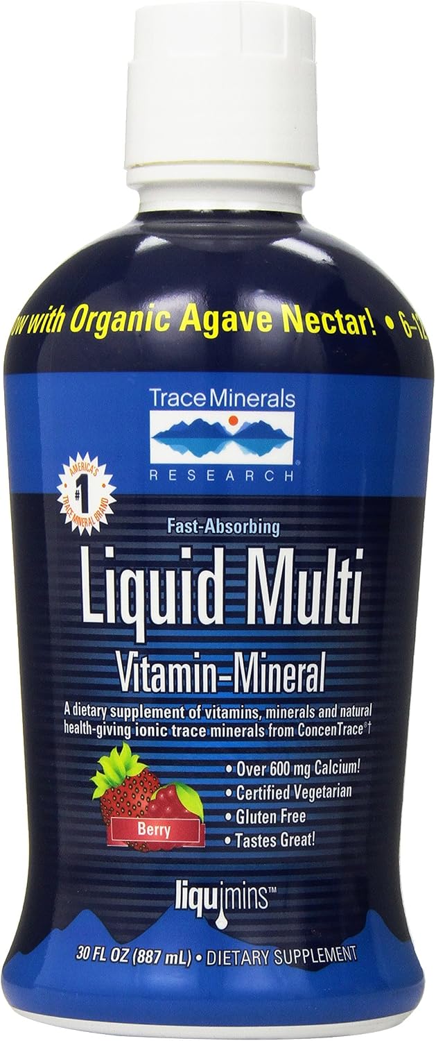 Trace Minerals | Liquid Multivitamin with Minerals | B Vitamins, Antioxidants, 72+ Ionic Minerals for Energy and Skin, Hair, & Nails (Orange Mango)