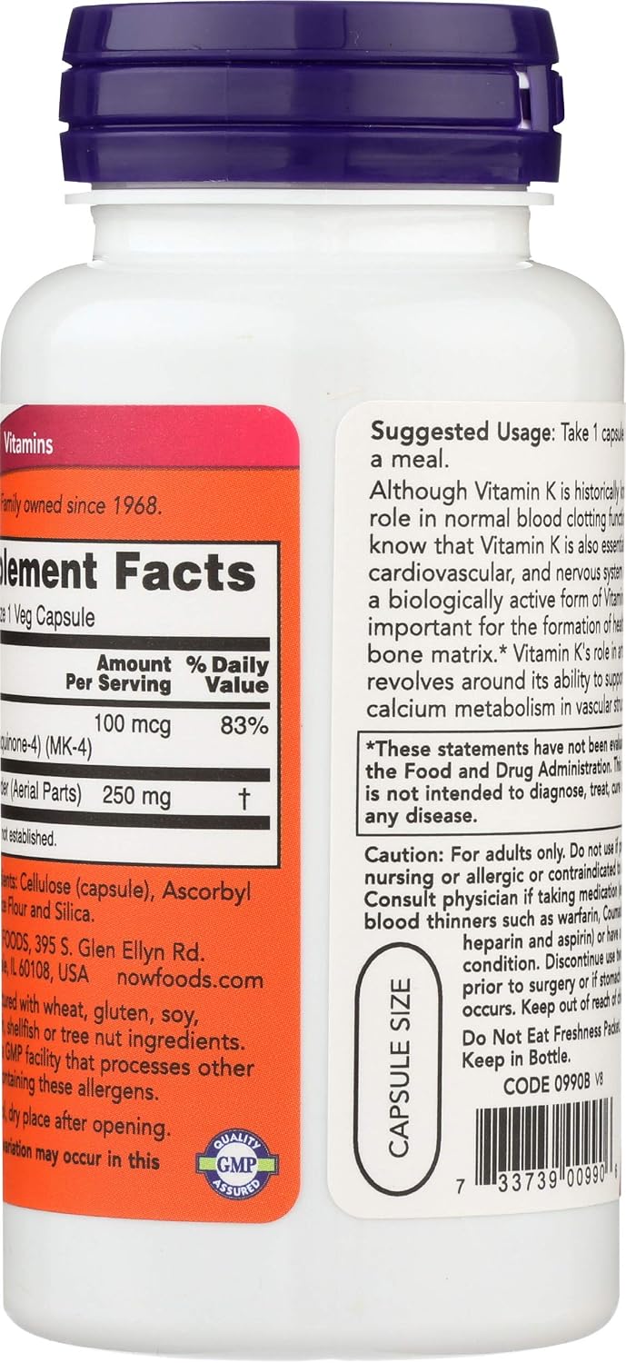 NOW Foods Vitamina K-2, 100 Cápsulas