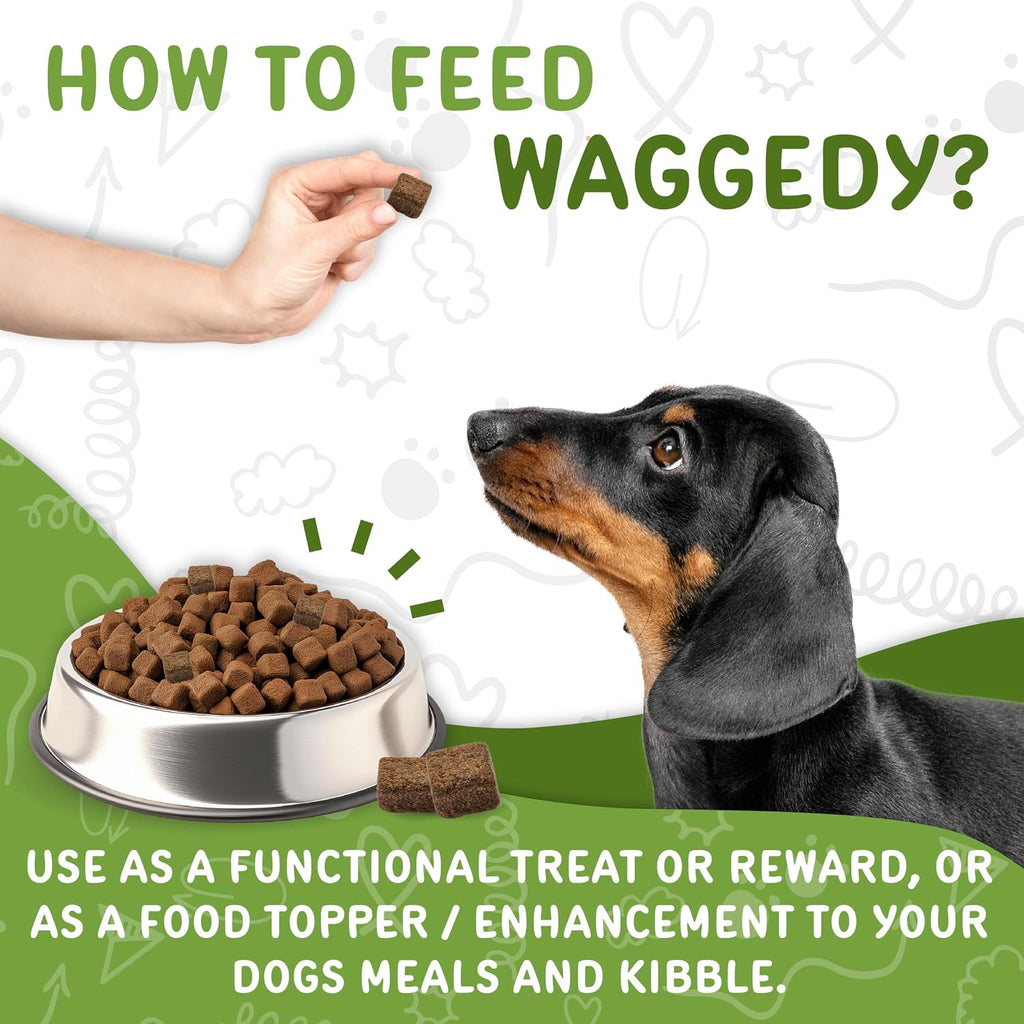 Waggedy Daily Essentials Puppy – Golosinas multivitamínicas para cachorros (60 unidades)