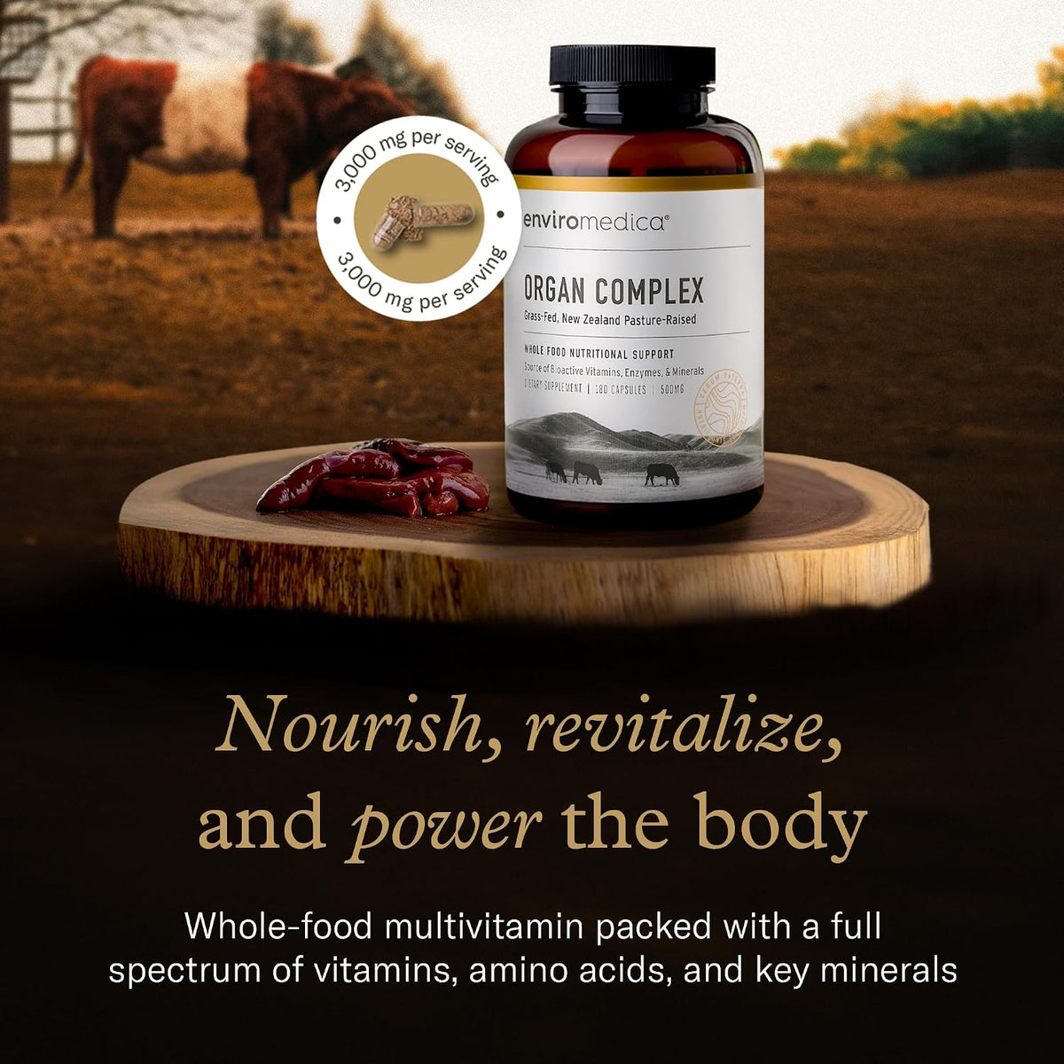 Enviromedica Complejo de Órganos de – Riñón: Excelente fuente de selenio, vitamina B12 y riboflavina. – Image 2