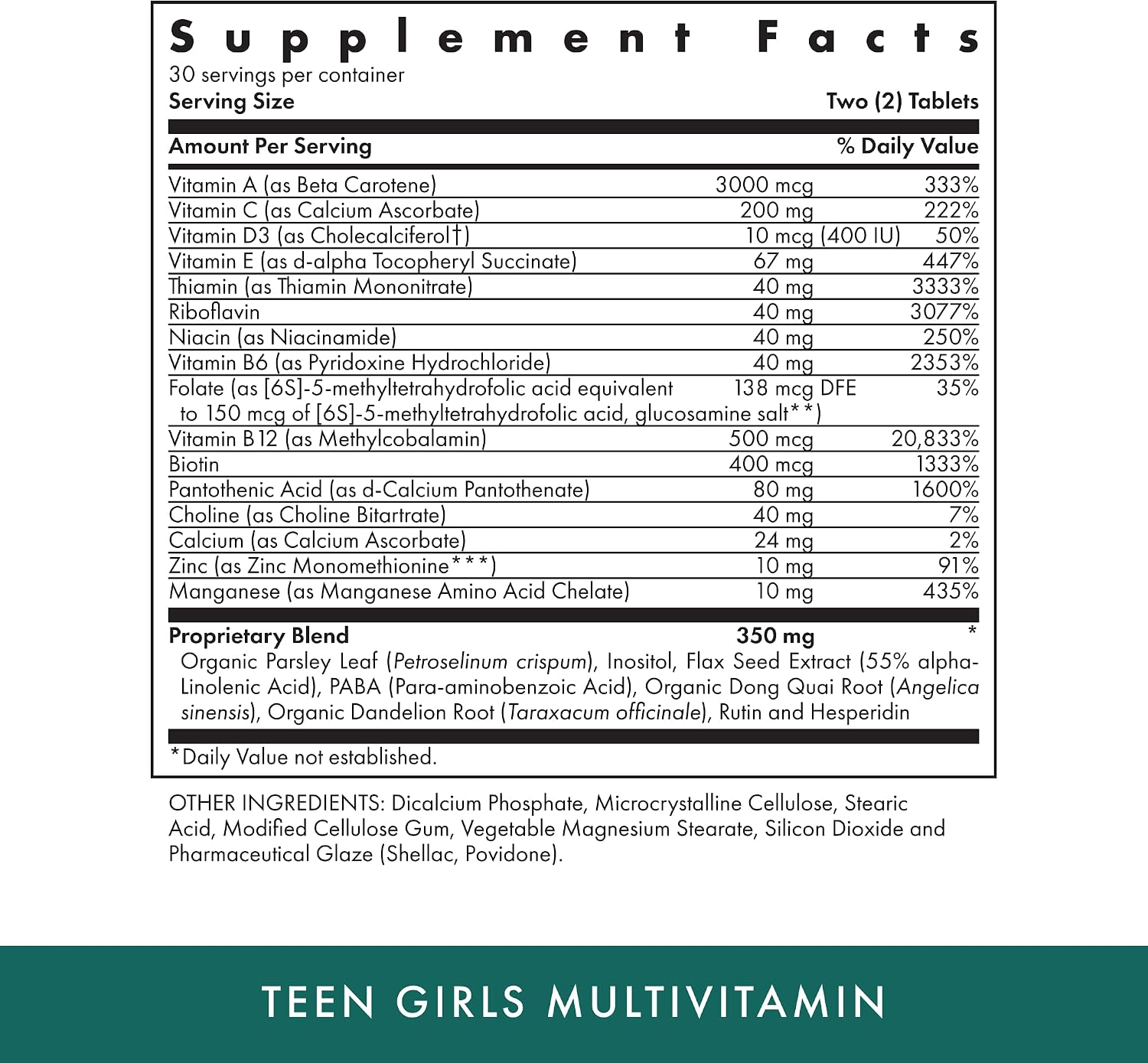 Michael's Health Naturopathic Programs Multivitamínico para Chicas Adolescentes - 60 Comprimidos Vegetarianos - Con Complejo B y Mezcla de Hierbas Femeninas - Kosher