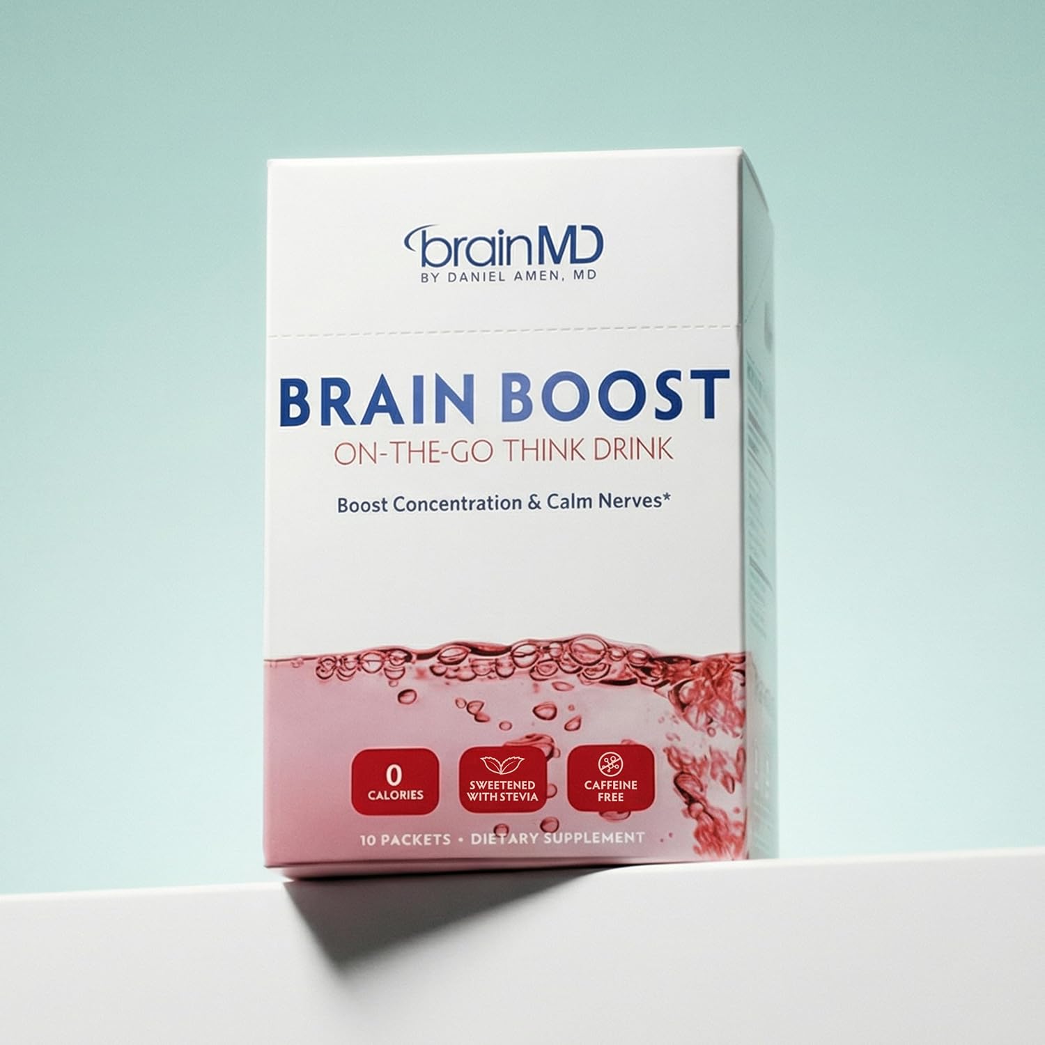 BRAINMD Brain Boost On The Go - Polvo Nootrópico, Sabor Bayas, 10 Sobres