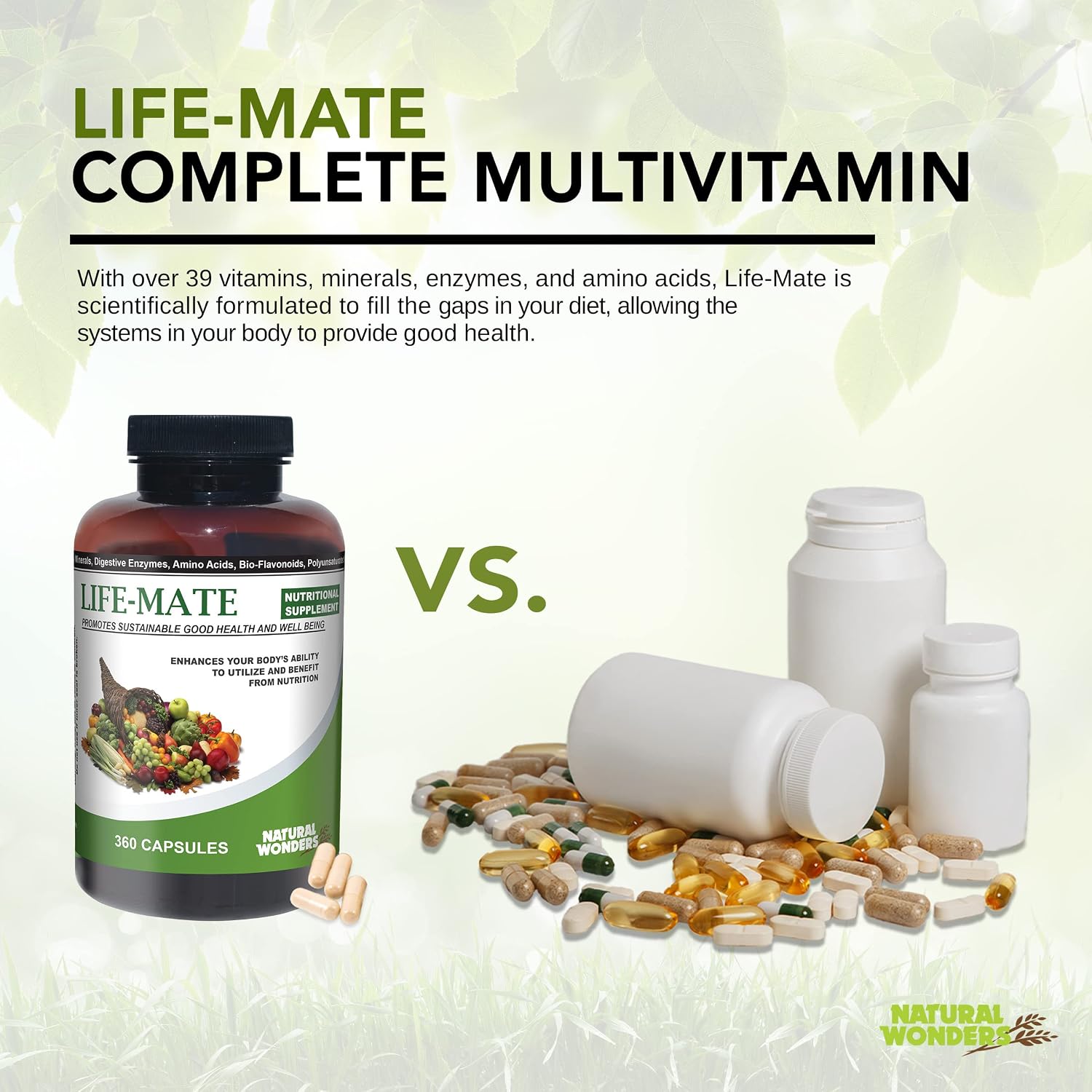 Life Mate – Multivitamínico Completo con 39 Vitaminas y Minerales (120 Cápsulas)
