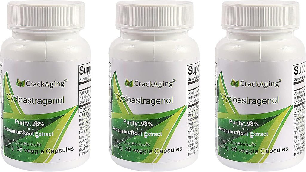 Crackaging Super-Absorption Cycloastragenol 98% 25 mg, 180 Cápsulas Vegetales (6 Envases)