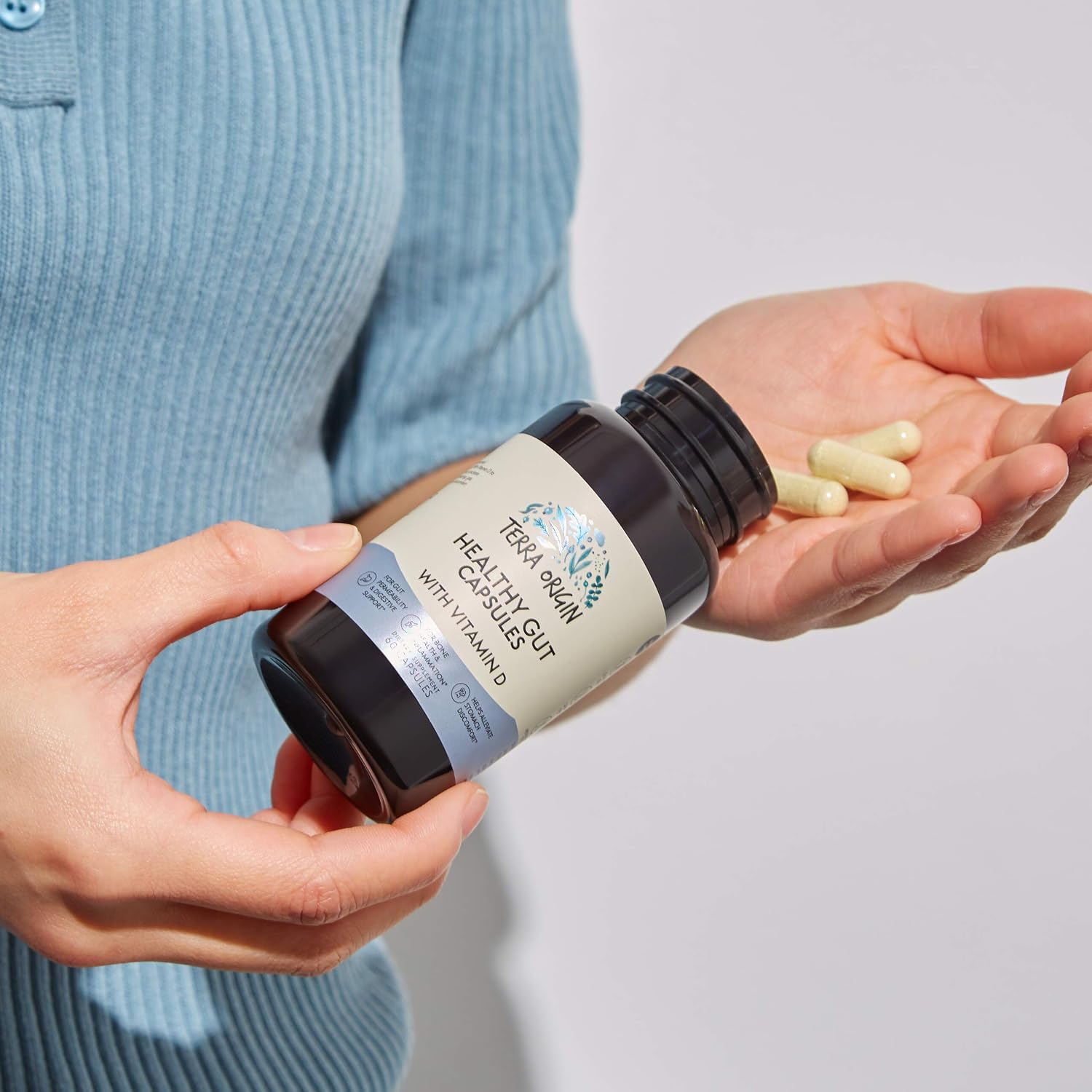 TERRA ORIGIN Healthy Gut con vitamina D 5000 UI | 60 cápsulas | Salud intestinal