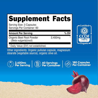 Nutricost Raíz de Remolacha Orgánica 2400mg, 180 Cápsulas - Certificado CCOF – Image 2