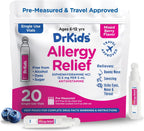 Dr. Kids Medicina Infantil para Alergias, Sabor Bayas Mixtas, 20 Viales Premedidos con Difenhidramina 12.5 mg