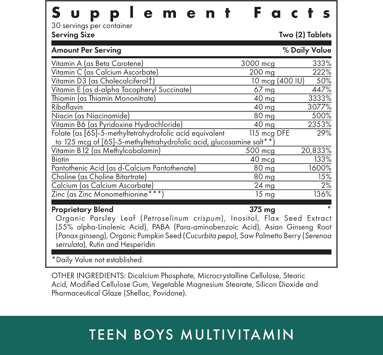 Michael's Health Naturopathic Programs Teen Boys - Multivitamínico Diario para Adolescentes Varones - 60 Comprimidos Vegetarianos
