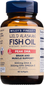 Wiley's Finest Aceite de Pescado Wild Alaskan Peak DHA - 900 mg EPA y DHA - 180 Perlas (90 Dosis)