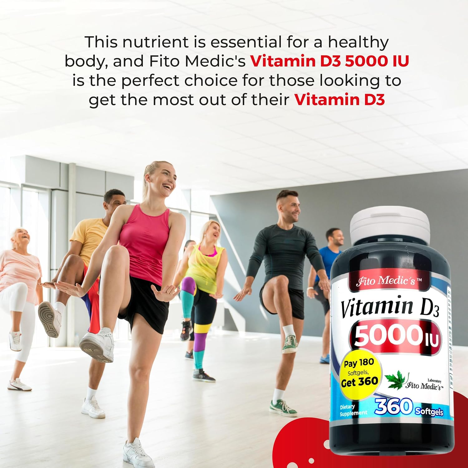 FITO MEDIC'S Lab Vitamina D3 5000 UI – 360 Cápsulas Blandas