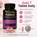LUAL Multivitamínico Prenatal con Ácido Fólico y Hierro | 100 Comprimidos