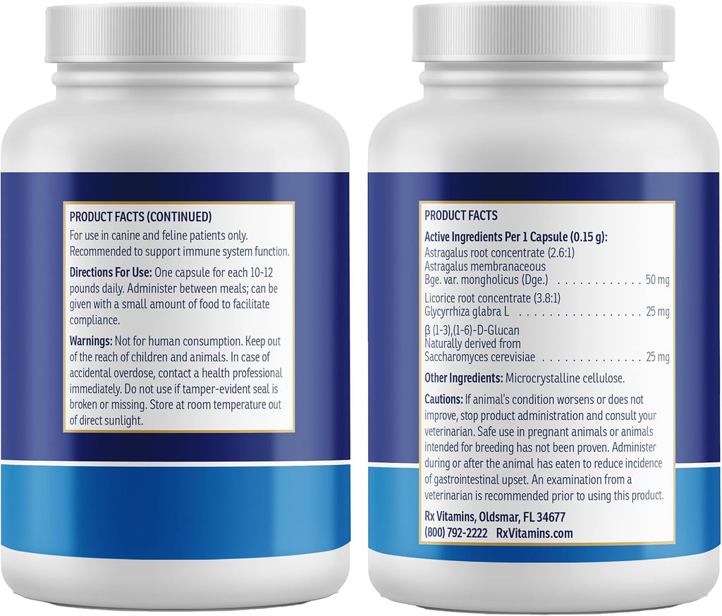 GlucaMune de Rx Vitamins - Suplemento inmunológico para perros y gatos - 90 cápsulas
