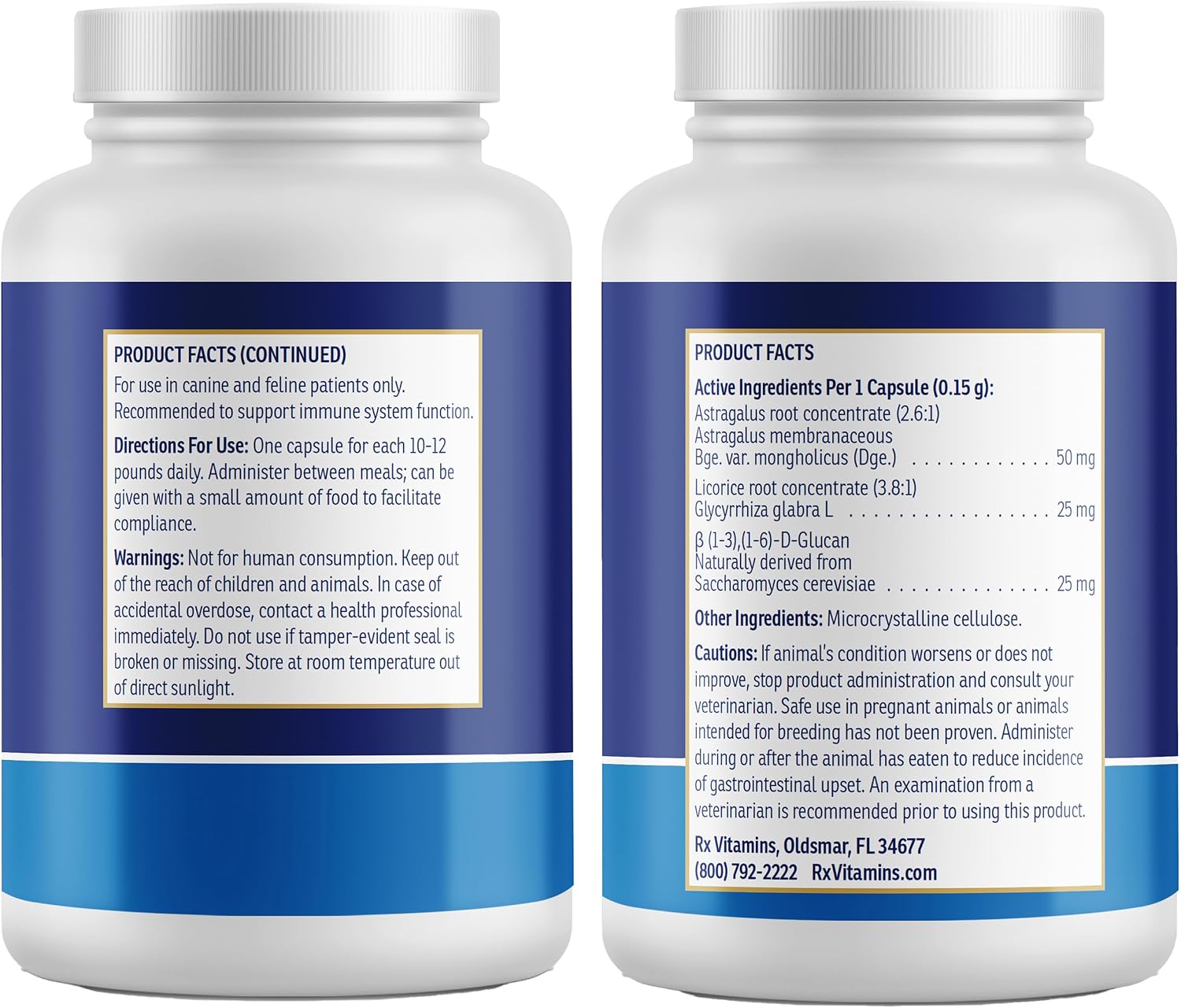 GlucaMune de Rx Vitamins - Suplemento inmunológico para perros y gatos - 90 cápsulas