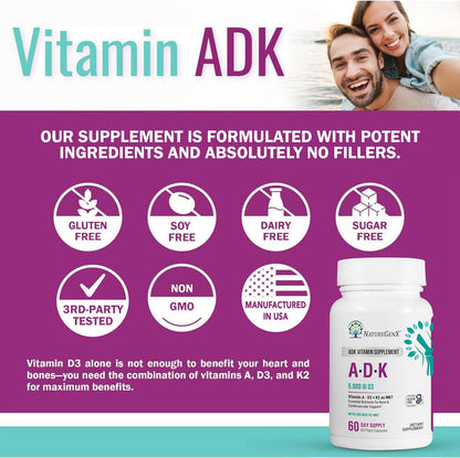 NatureGenX ADK – Vitaminas A, D3 y K2 MK-7 – Vitamina A: Contribuye al mantenimiento de la visión en condiciones – Image 7