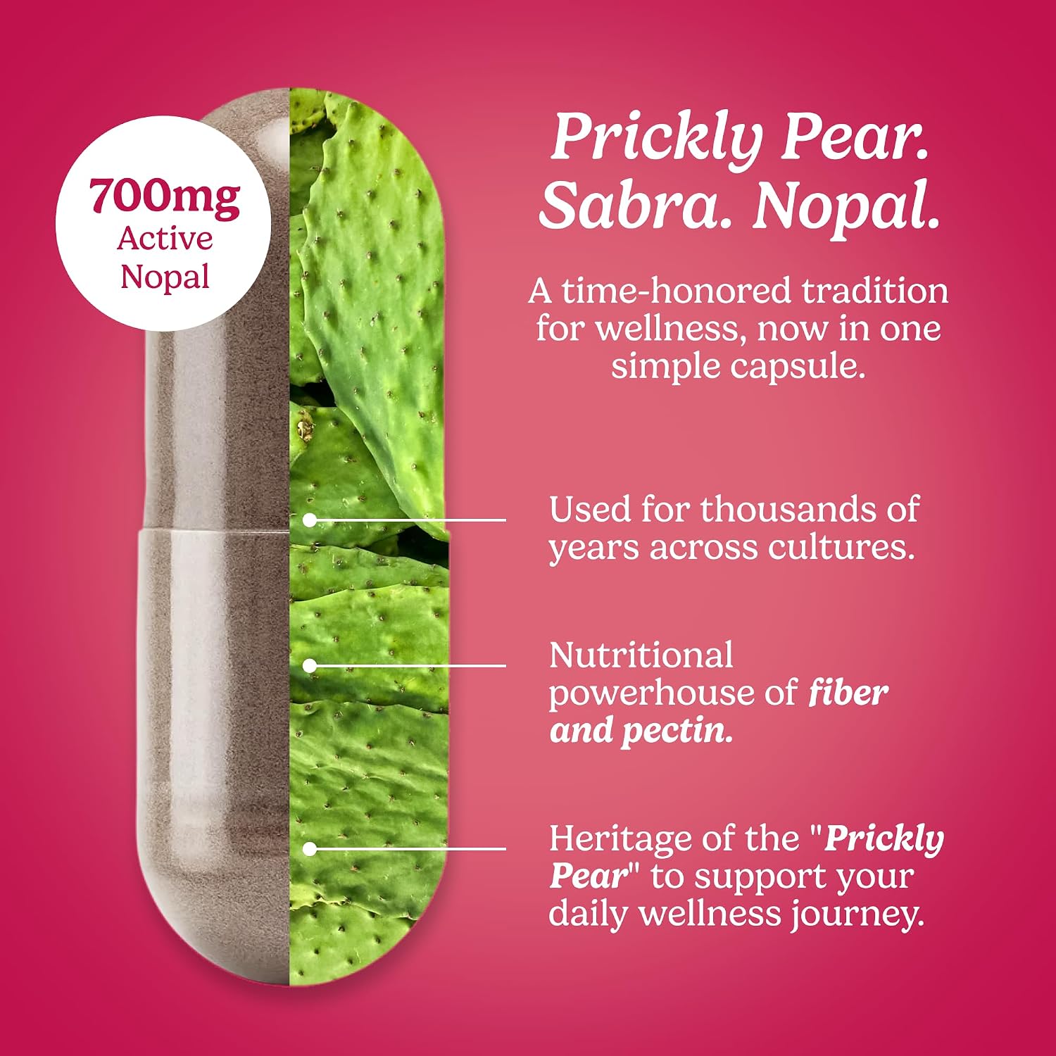 Santo Remedio Nopal, 700 mg, 180 Cápsulas (90 Raciones) - Suplemento Alimenticio de Higo Chumbo