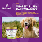 NaturVet VitaPet Multivitamínico Diario para Cachorros con Soporte para el Aliento (70 masticables suaves)