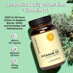 Future Kind Vitamina D3 2500 IU - Complemento Alimenticio Vegano de Líquenes, 30 Cápsulas