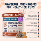 Pets are Kids Turkey Tail Mushroom for Dogs with Organic Real Turkey Tail™ - 8:1 Extract Mushroom Chews for Immune System Health, Gut, Skin & Joint Support - Reishi, Lion's Mane - 120 Chews