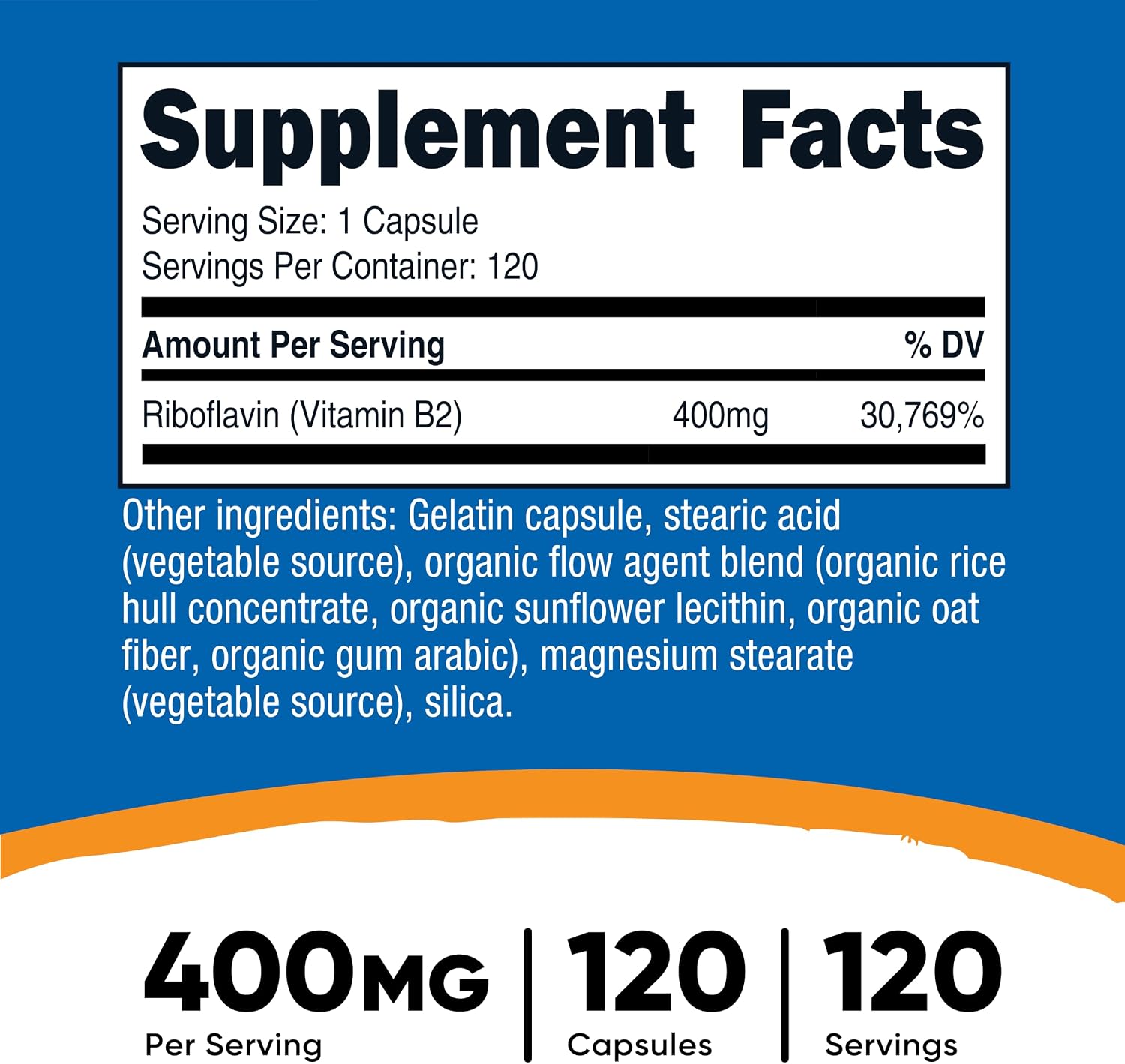 Nutricost Vitamin B2 (Riboflavin) 400mg, 120 Capsules - Gluten Free, Non-GMO