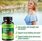 NATURELO Gominolas de Biotina - 2500 mcg - Apoyo para Cabello, Piel y Uñas - No GMO, Sin Gluten - 60 Gominolas