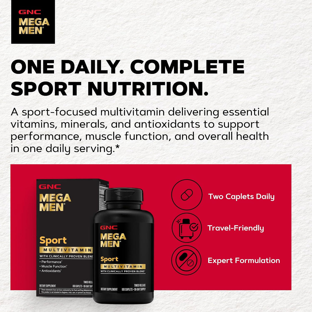 GNC Mega Men Sport Multivitamínico para Hombres, 180 Comprimidos – Image 3