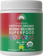 Peak Performance Kids Greens and Reds Superfood Powder - Polvo de Superalimentos Orgánicos con 25+ Frutas y Verduras para Niños