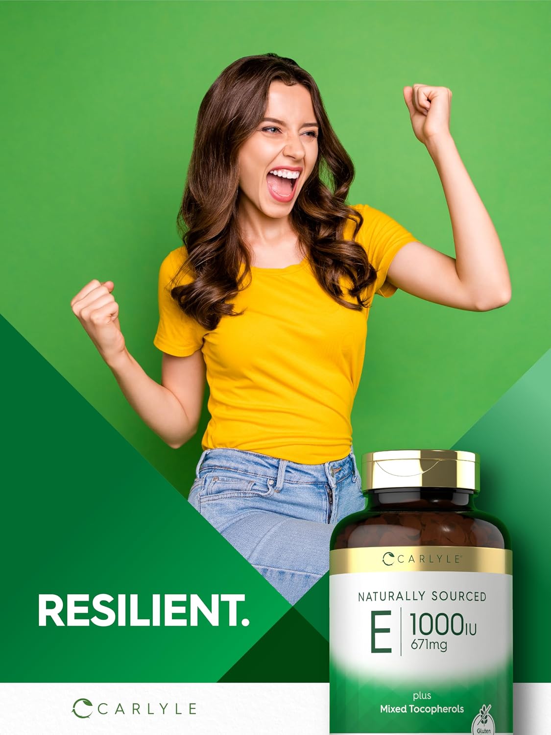 Carlyle Vitamina E 1000 UI con Tocoferoles Mixtos, 120 Cápsulas Blandas