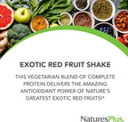 NaturesPlus FRUITEIN Batido de Proteínas con Frutas Rojas Exóticas - 1.3 lbs (590 g) - 13g de Proteína Vegetal por Ración - Sin Gluten y Vegano