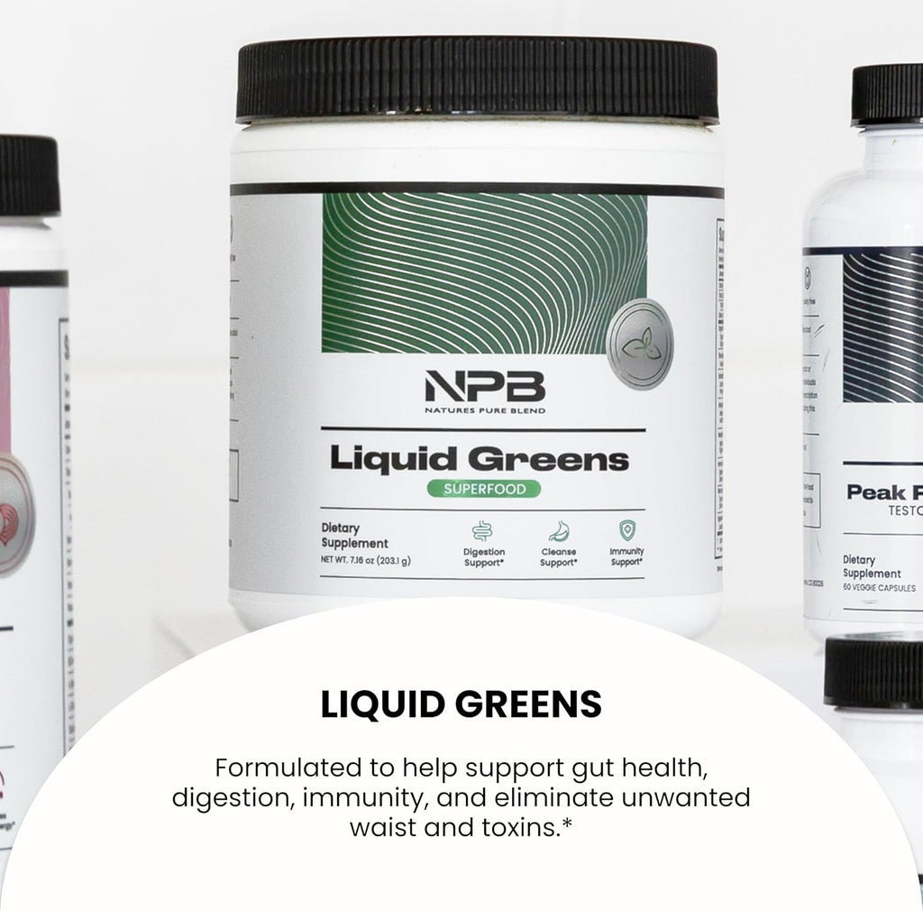 Nature's Pure Blend Super Greens Powder – Polvo Orgánico de Superalimentos con Probióticos – Sabor Matcha – 30 Dosis