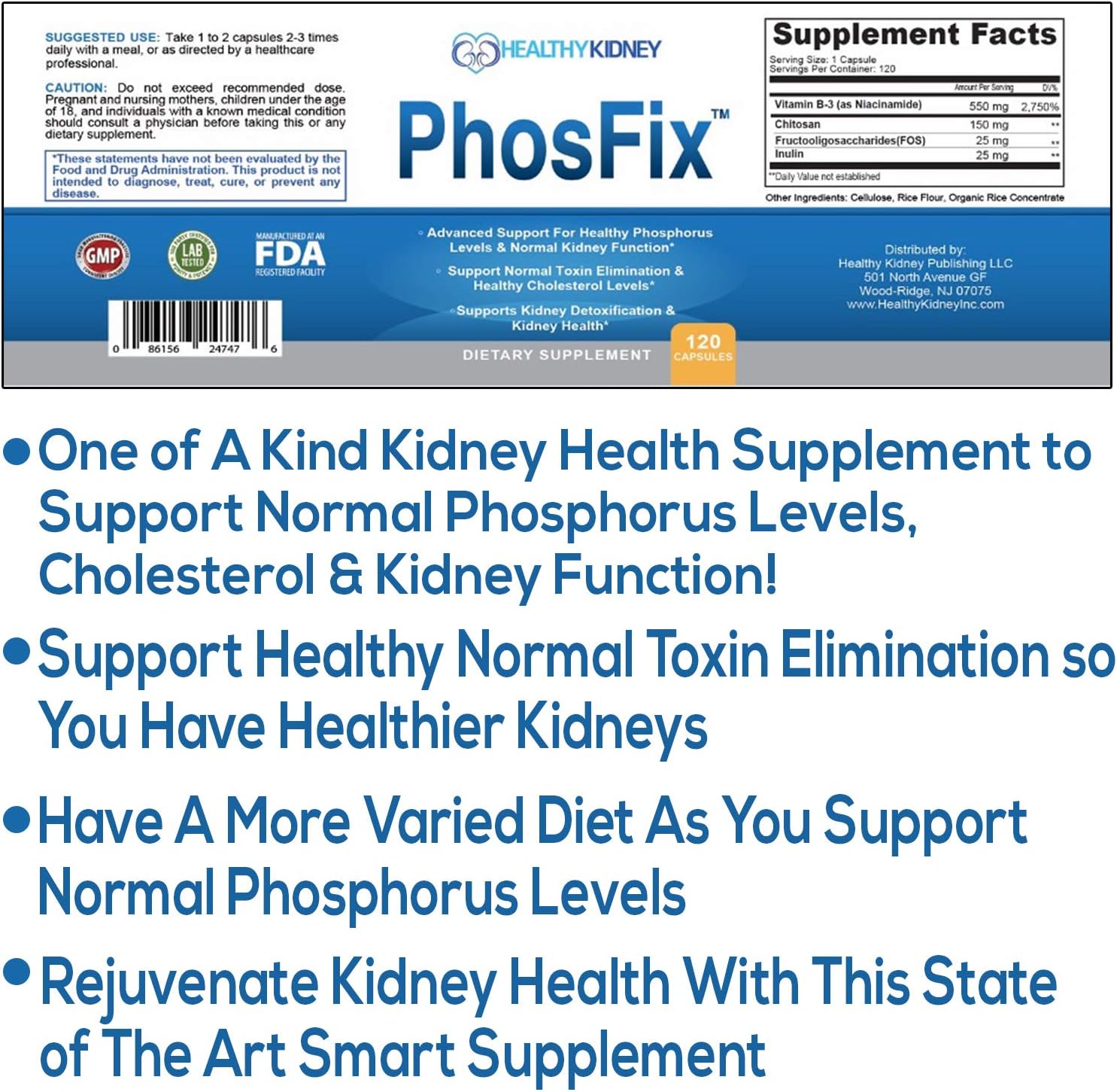 PhosFix 120 Comprimidos - Complemento para el Equilibrio del Fósforo