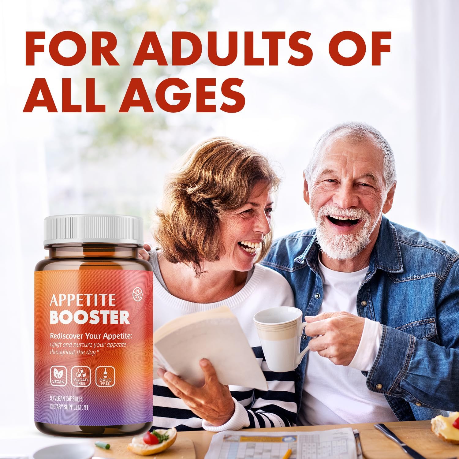 NGL Appetite Booster Extra Strength para Adultos Fortificado con Lisina, Ácido Fólico, Hierro, Tiamina y Complejo B