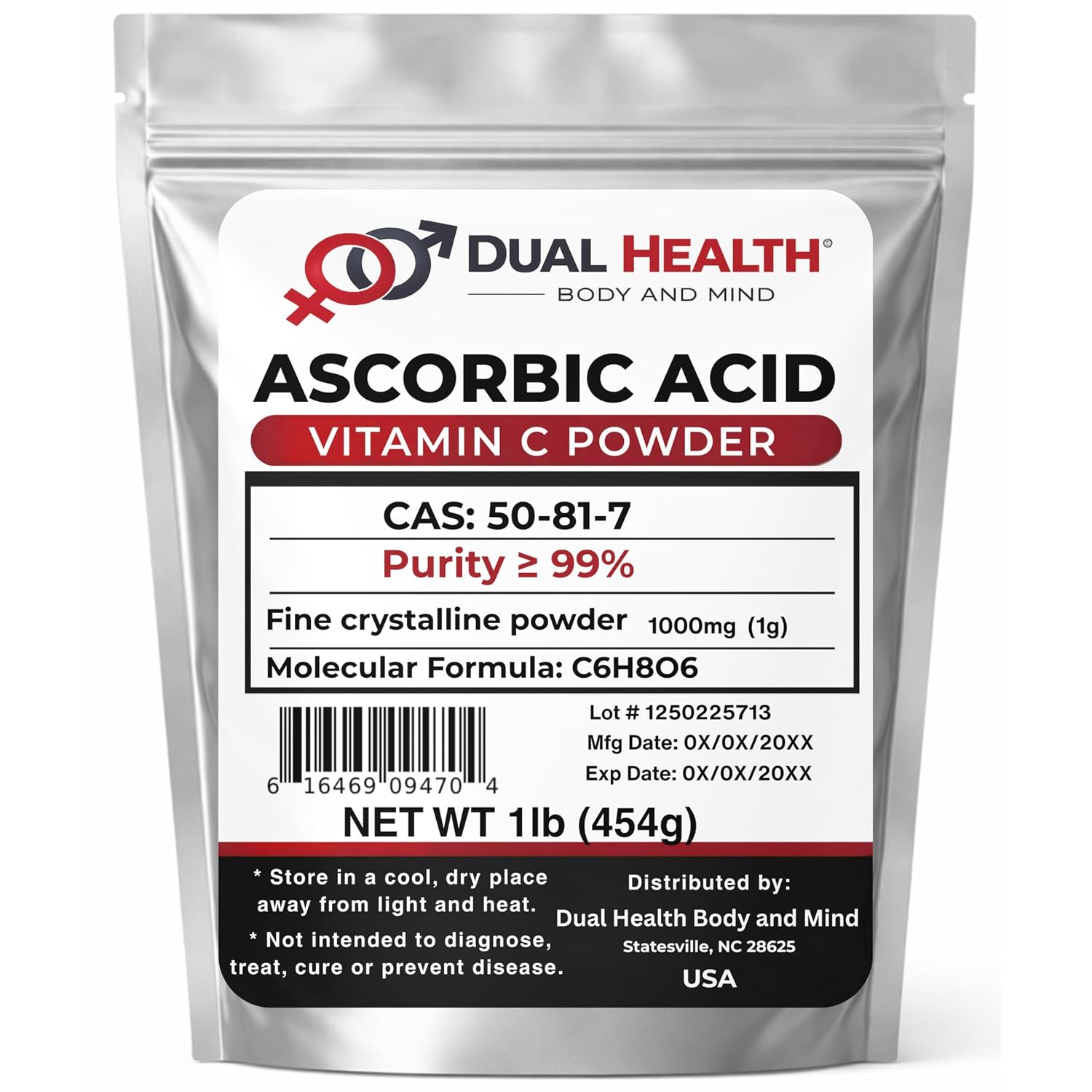 Ácido Ascórbico Puro (1 lb) - Vitamina C en Polvo - Alta Potencia