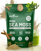 Irish Sea Moss Powder 8 Oz - con Bladderwrack y Burdock Root - Suplemento Vegano y Sin Gluten