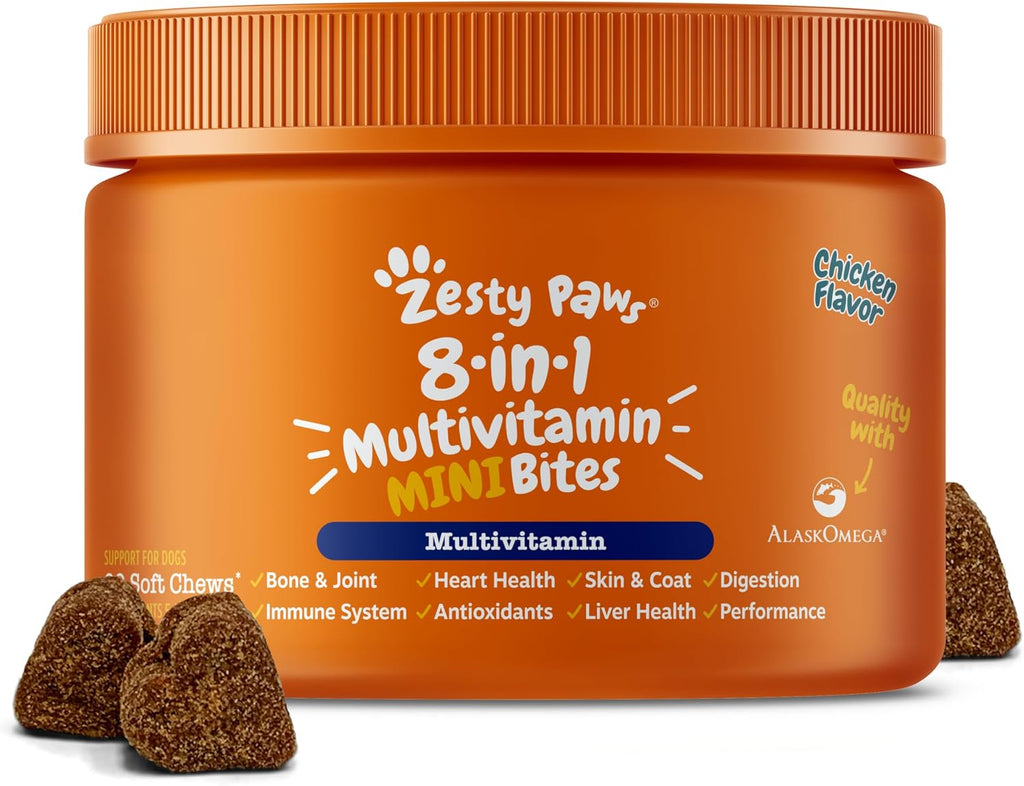 Zesty Paws Multivitamínico para Perros – Snacks masticables con pollo (90 unidades)