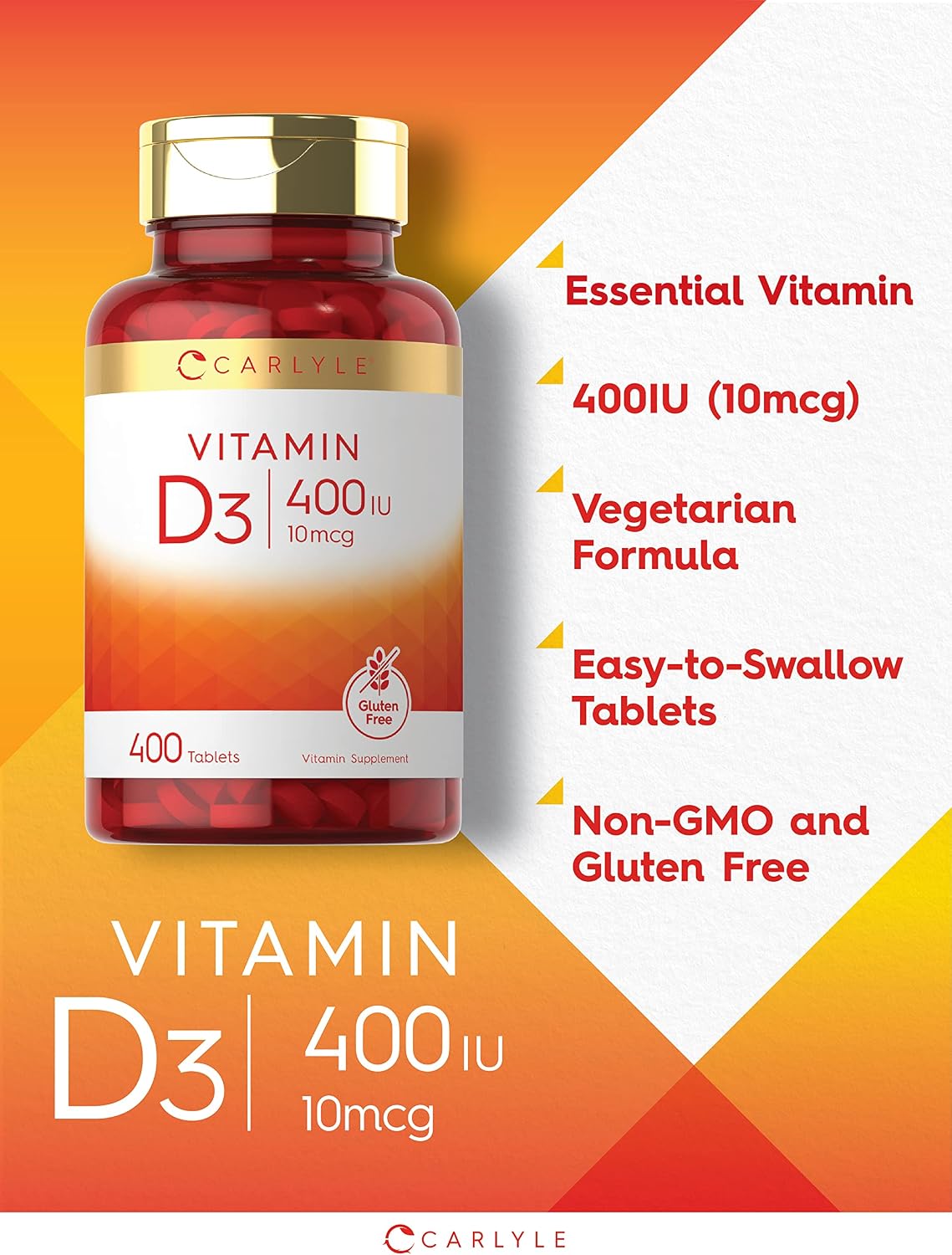 Carlyle Vitamina D3 400 UI (10 mcg) - 400 Comprimidos