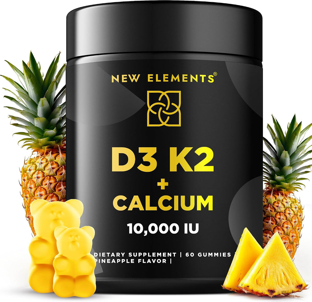 New Elements Vitamin D3 K2 Gummies 10000 IU con Calcio 100mg