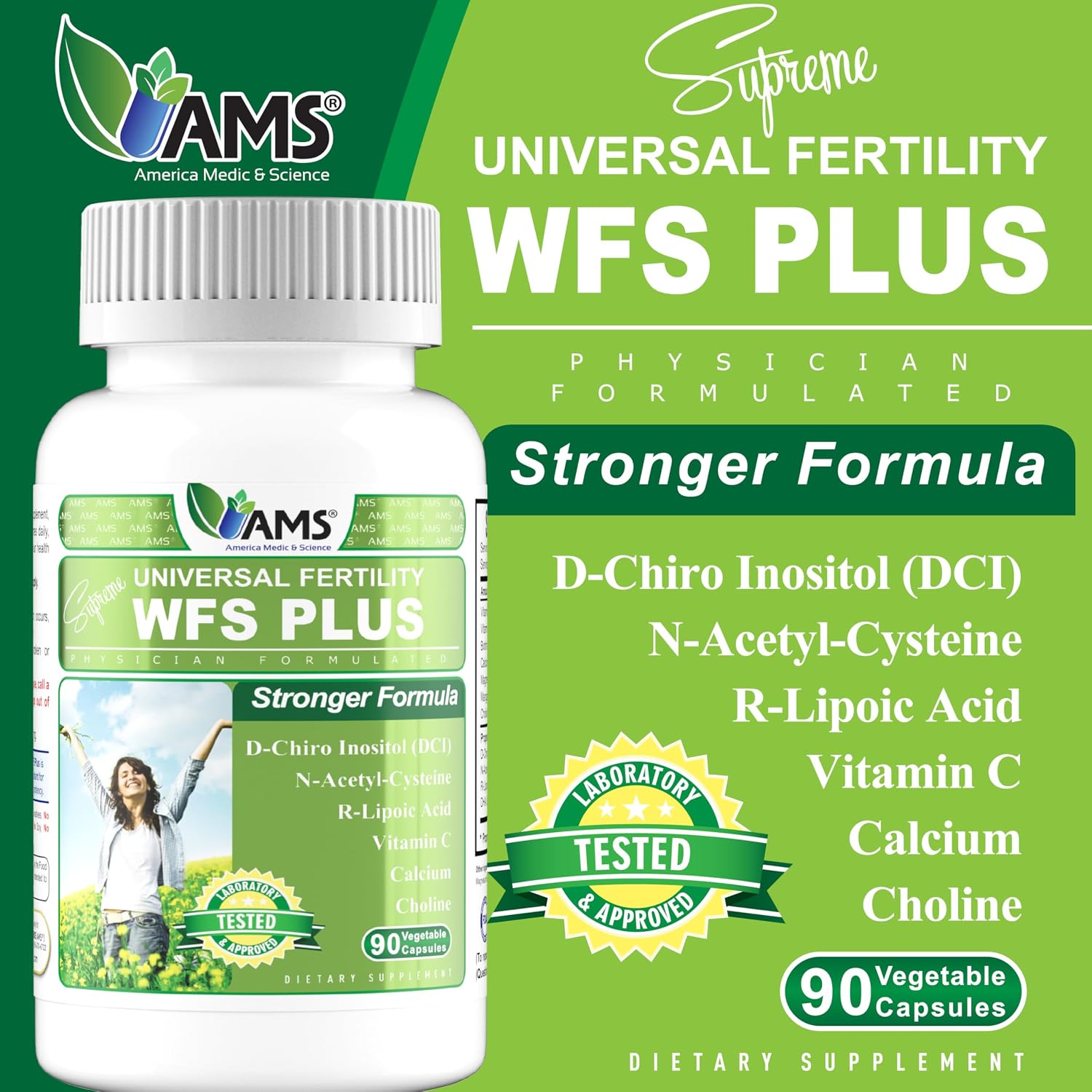 WFS Plus Fertility - Suplemento de Fertilidad para Mujeres con D-Chiro Inositol y DHA (90 Cápsulas)