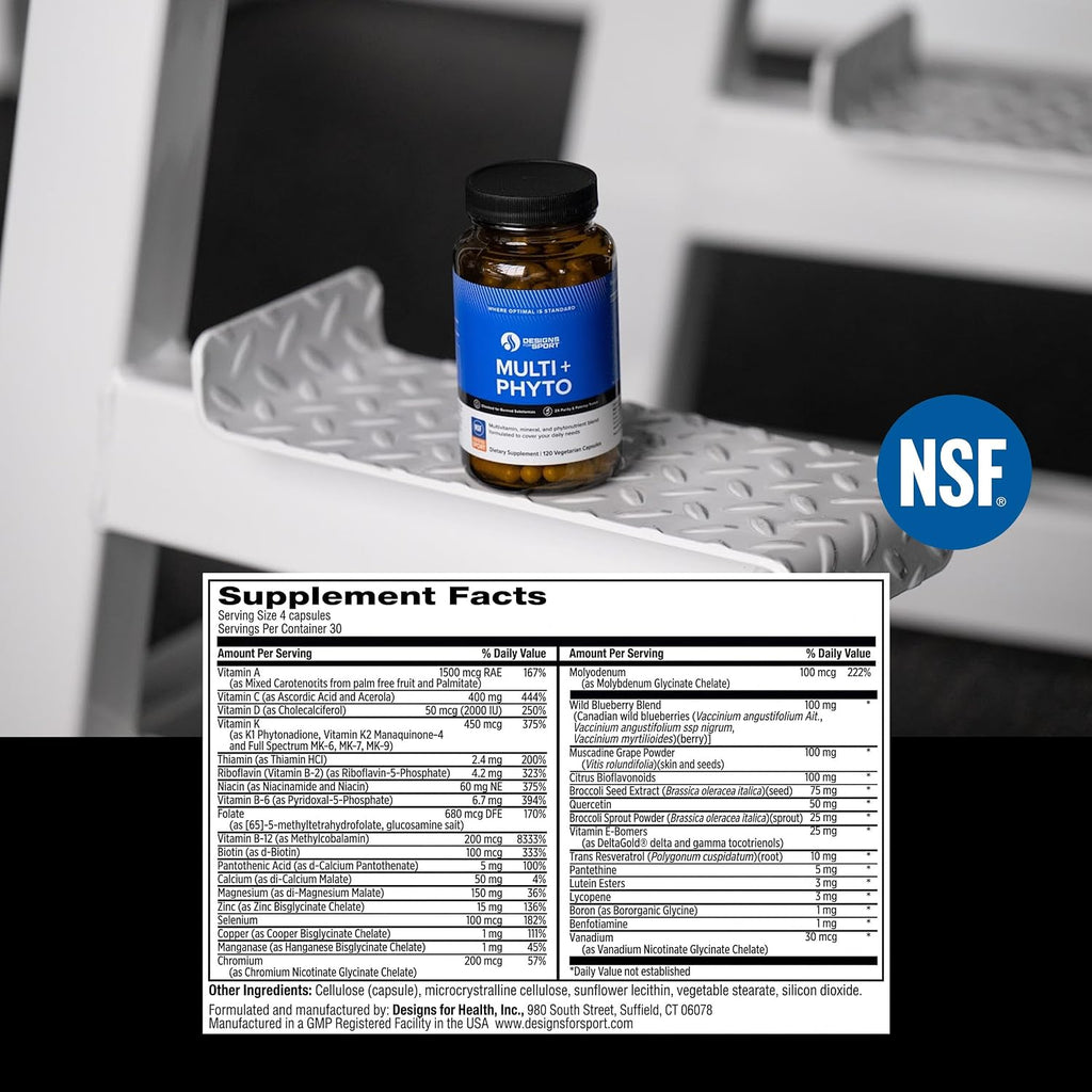 Designs for Sport Multi Plus Phyto - Multivitamínico completo con fitonutrientes para deportistas - 120 cápsulas