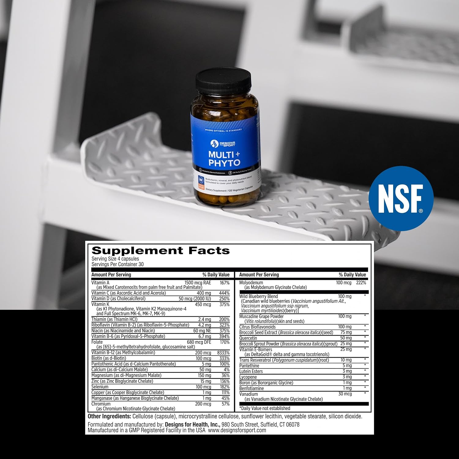 Designs for Sport Multi Plus Phyto - Multivitamínico completo con fitonutrientes para deportistas - 120 cápsulas