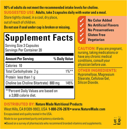 Nature Made Colina 800 mg, 60 Cápsulas - – Metabolismo de la homocisteína: Ayuda a mantener niveles normales de – Image 6