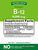 Vitamina B12 Sublingual 10.000 mcg, Líquido de Acción Rápida, Sabor Natural a Bayas, 59 ml (2 fl oz)