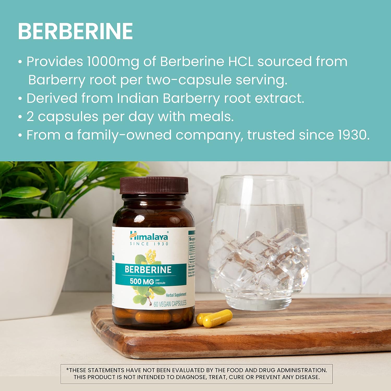 Himalaya Berberine 1000 mg - 60 Cápsulas Vegetales - Complemento Alimenticio Vegano sin Gluten