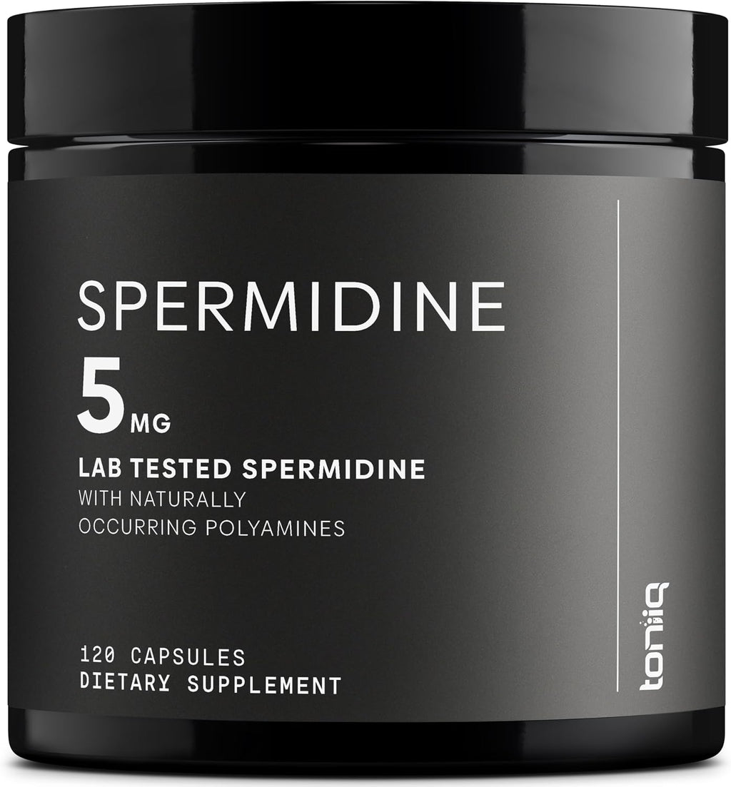 Toniiq Espermidina Ultra Concentrada 500mg - No Sintético - 5 mg por Cápsula - Extracto de Germen de Arroz