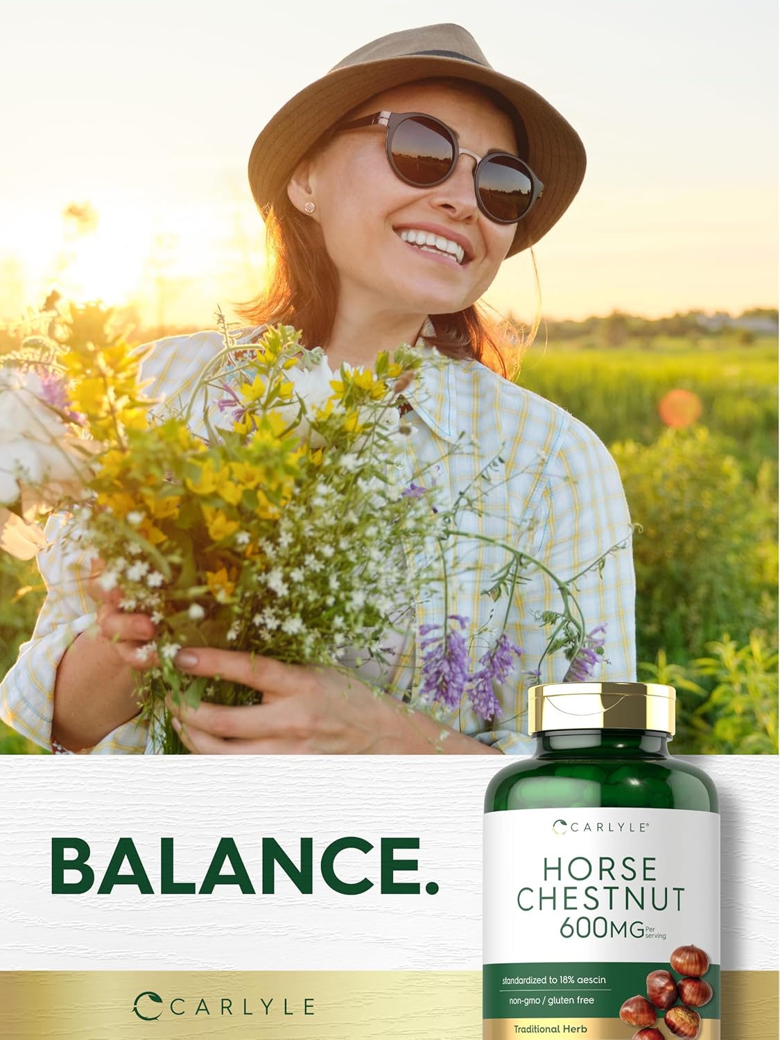 Carlyle Extracto de Castaño de Indias 600mg | 180 Cápsulas | Suplemento Herbal