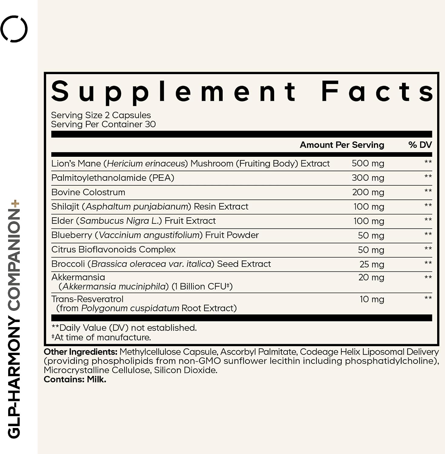 Codeage GLP-Harmony Companion+ - 60 Cápsulas - Complemento Alimenticio con Lion's Mane, Colostrum y Shilajit
