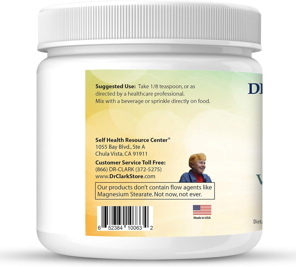 Dr Clark Vitamina C en polvo ácido ascórbico - Suplemento de apoyo inmunológico, sin gluten, potente antioxidante, apoya la función cerebral, promueve la formación y reparación de tejidos, 454g | 16oz