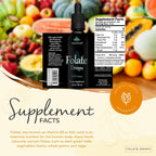Balanced Health Folate Drops - 120 Servicios, 60ml, Sabor Butterscotch, 500mcg L-5-MTHF (Metilfolato)